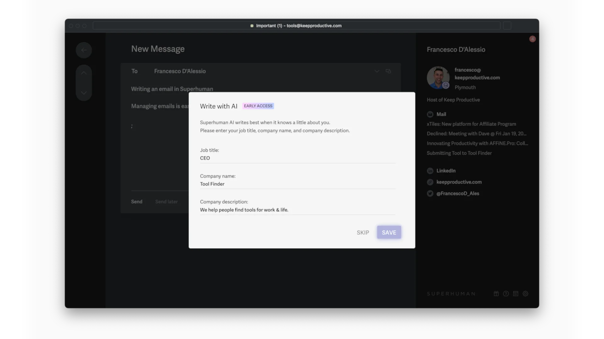 Superhuman AI features