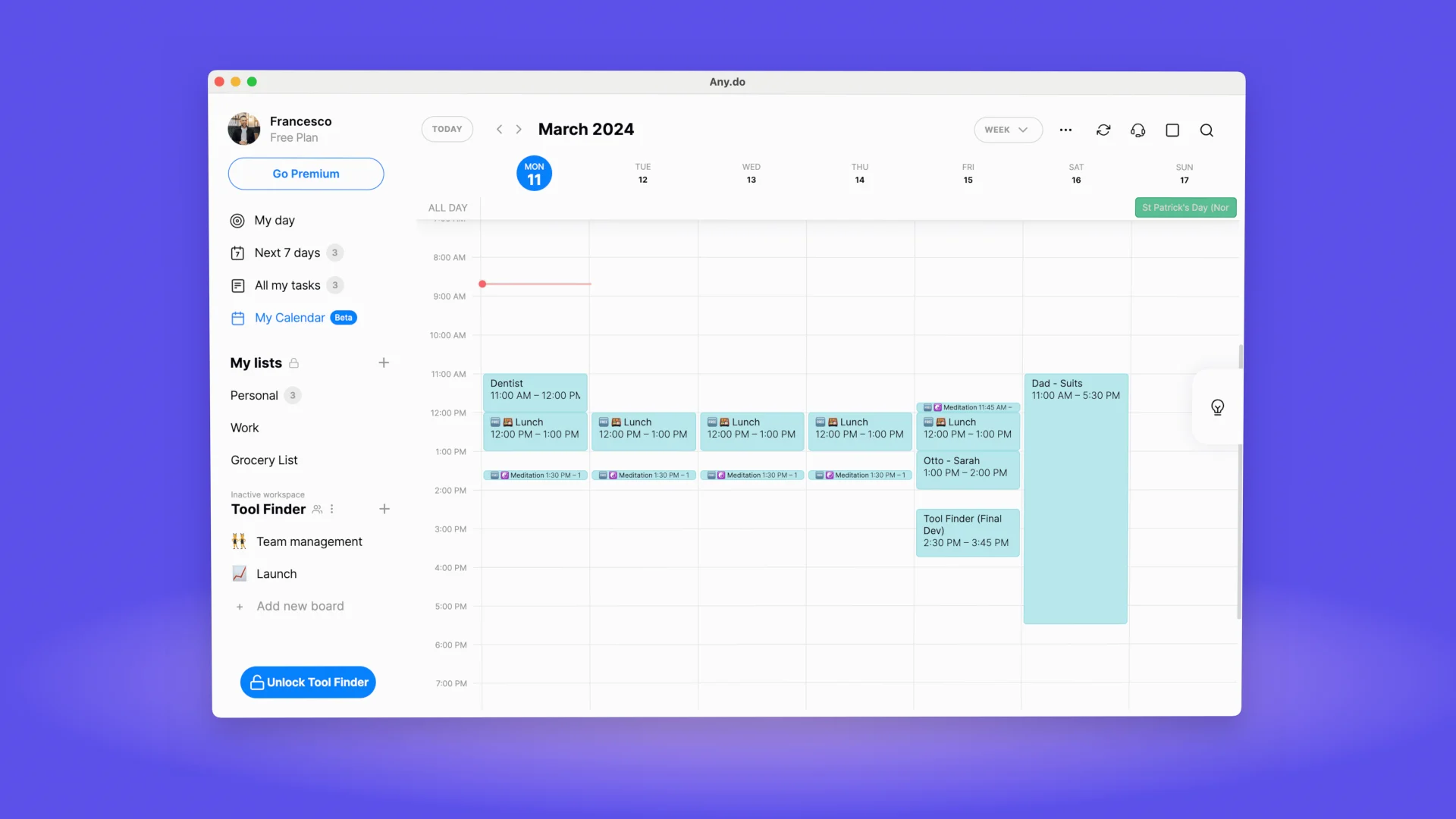 Any.do calendar desktop, current in beta, updated March 2024