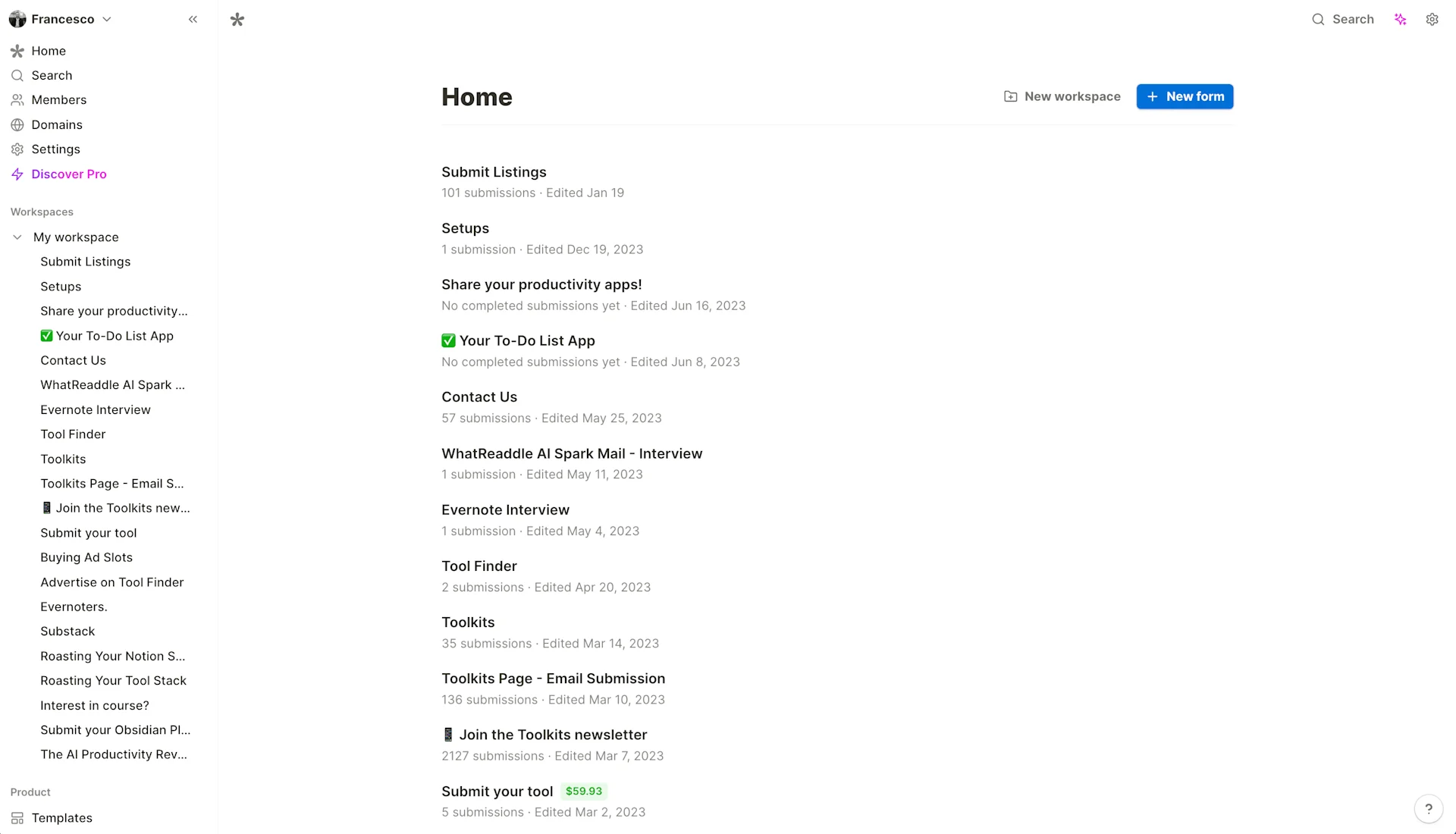 Tally Forms allows users to build no code online forms.