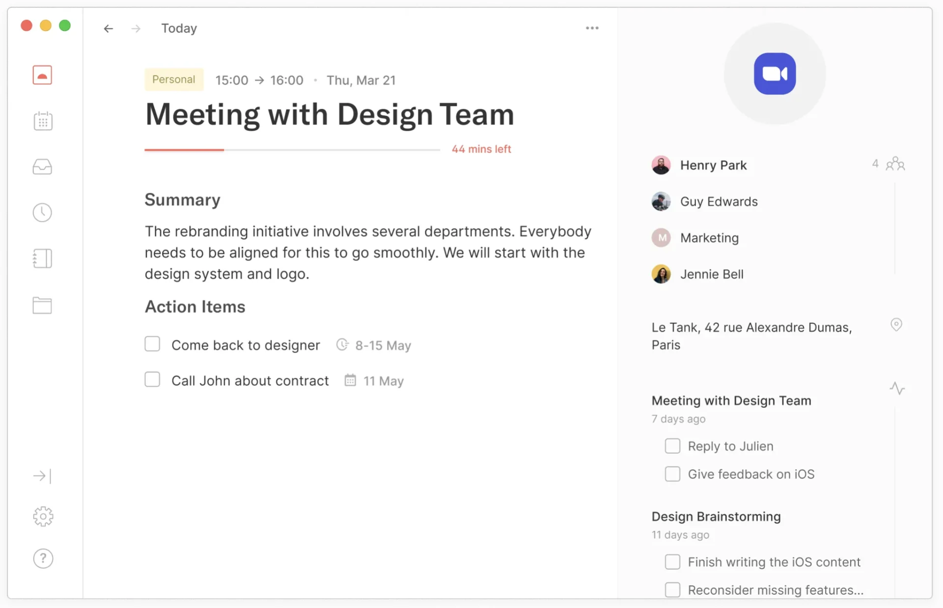 Create new Meeting Note in Routine Calendar