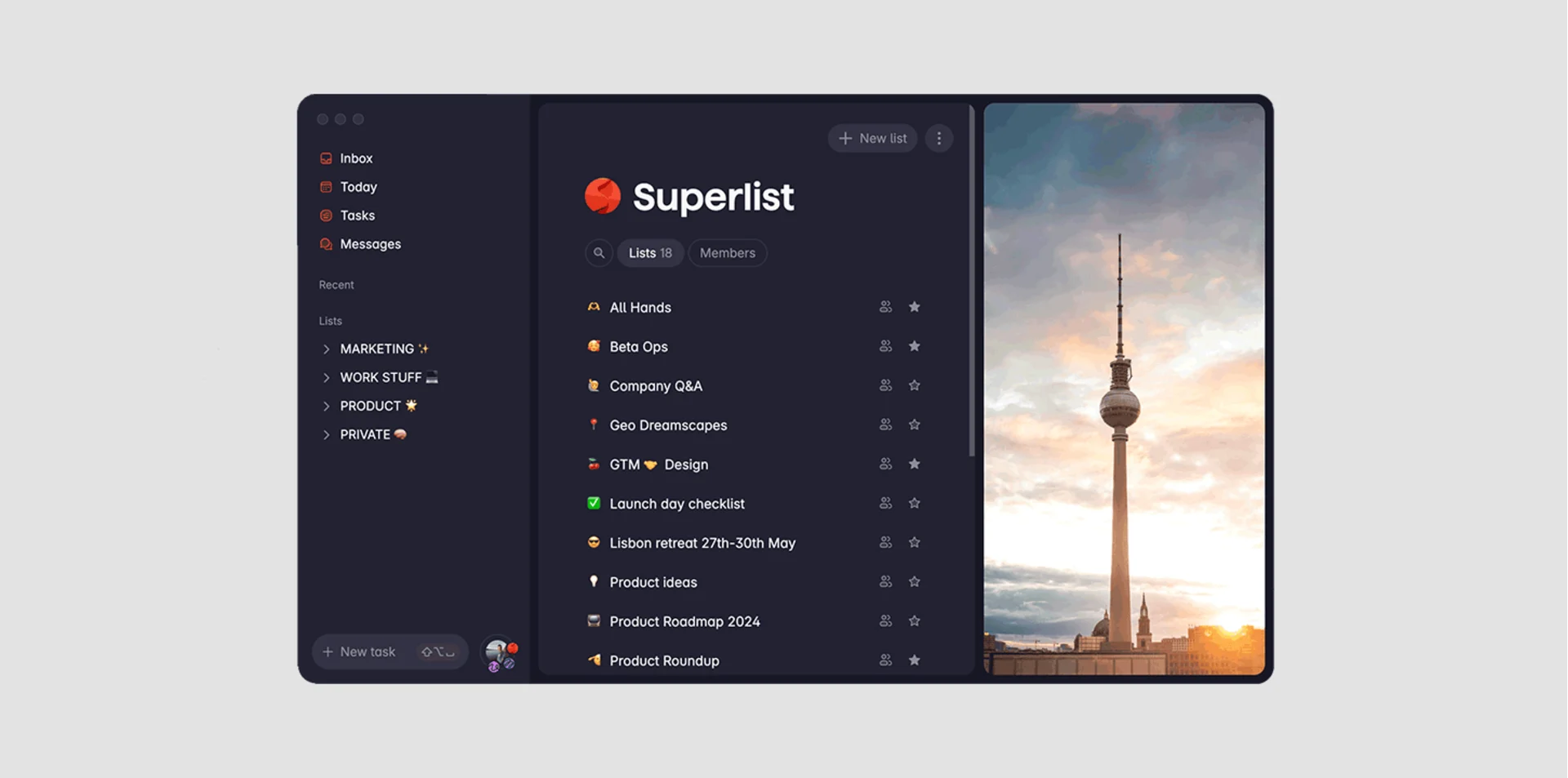 Team Page in Superlist