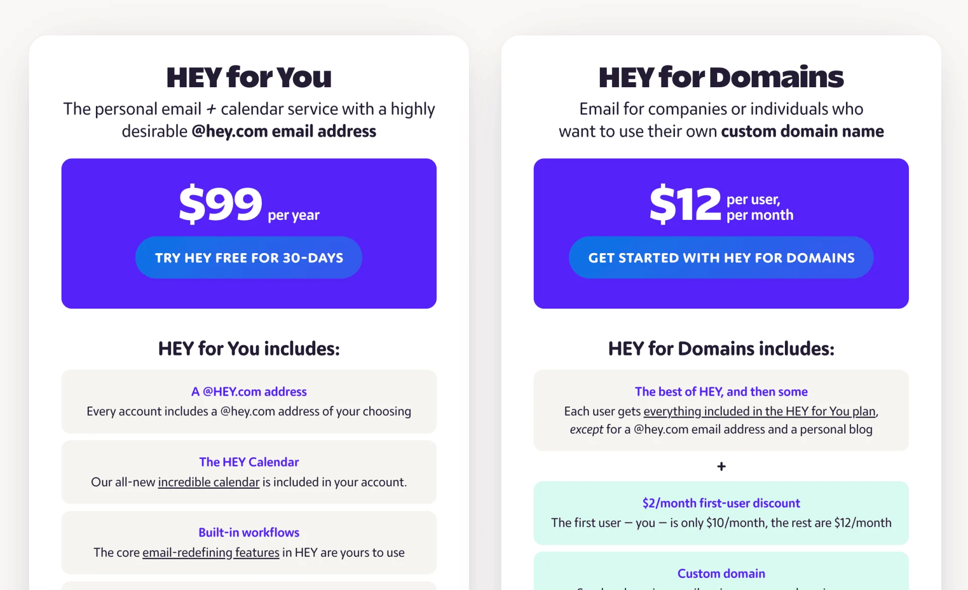 How much does Hey.com cost, how much per year