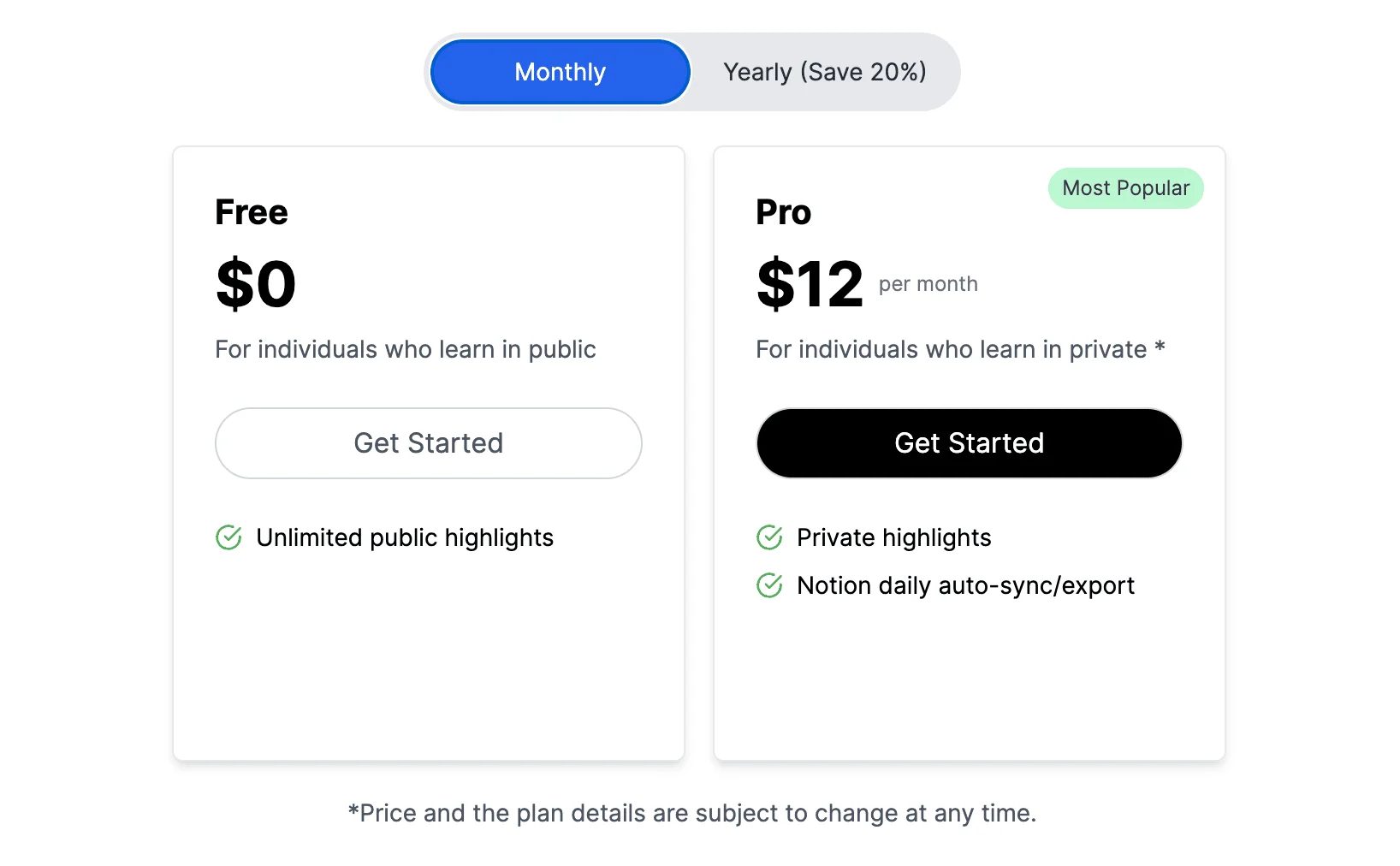 Glasp Pricing, Plans for Glasp.co