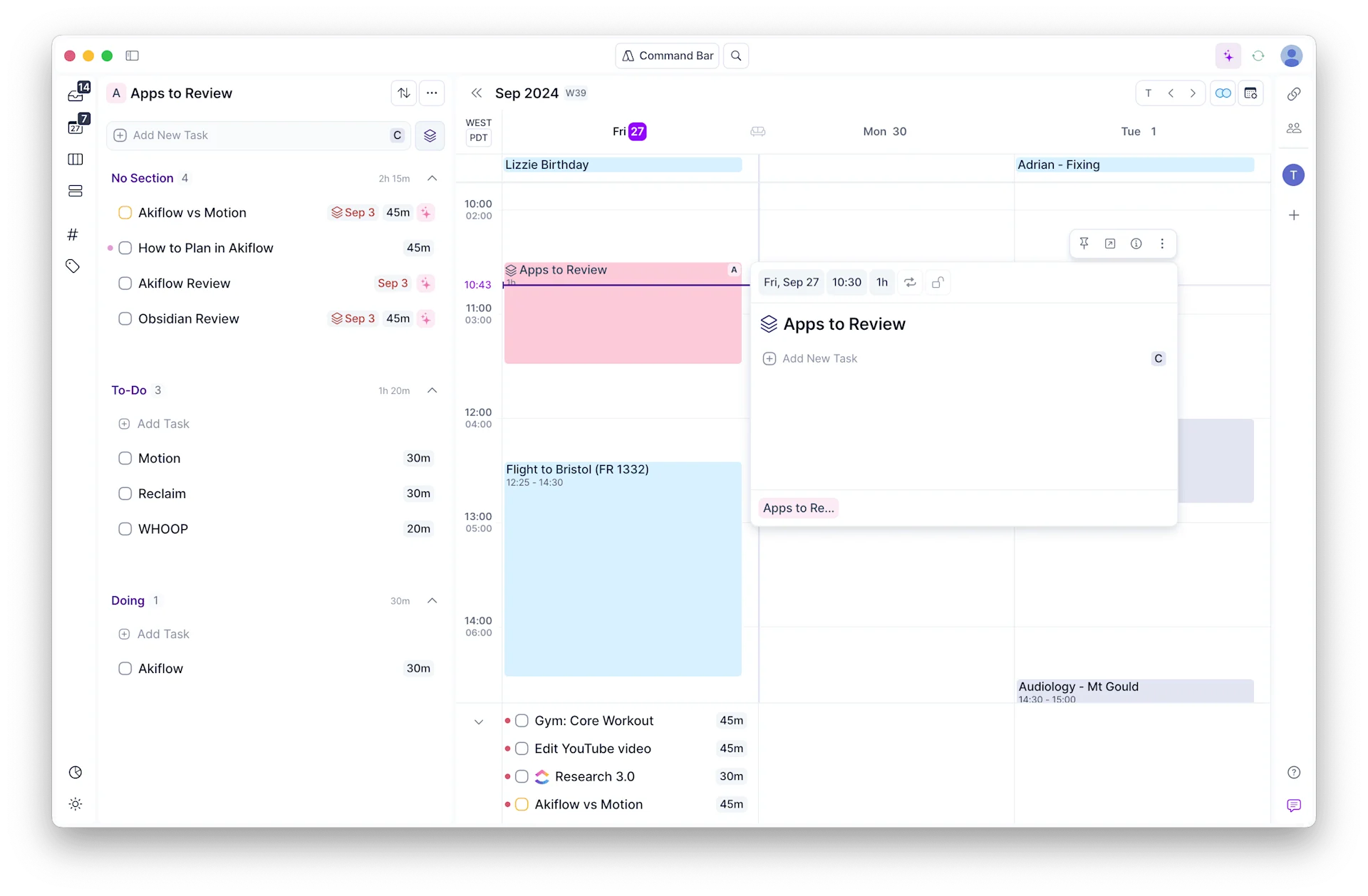 Akiflow Projects & Tags