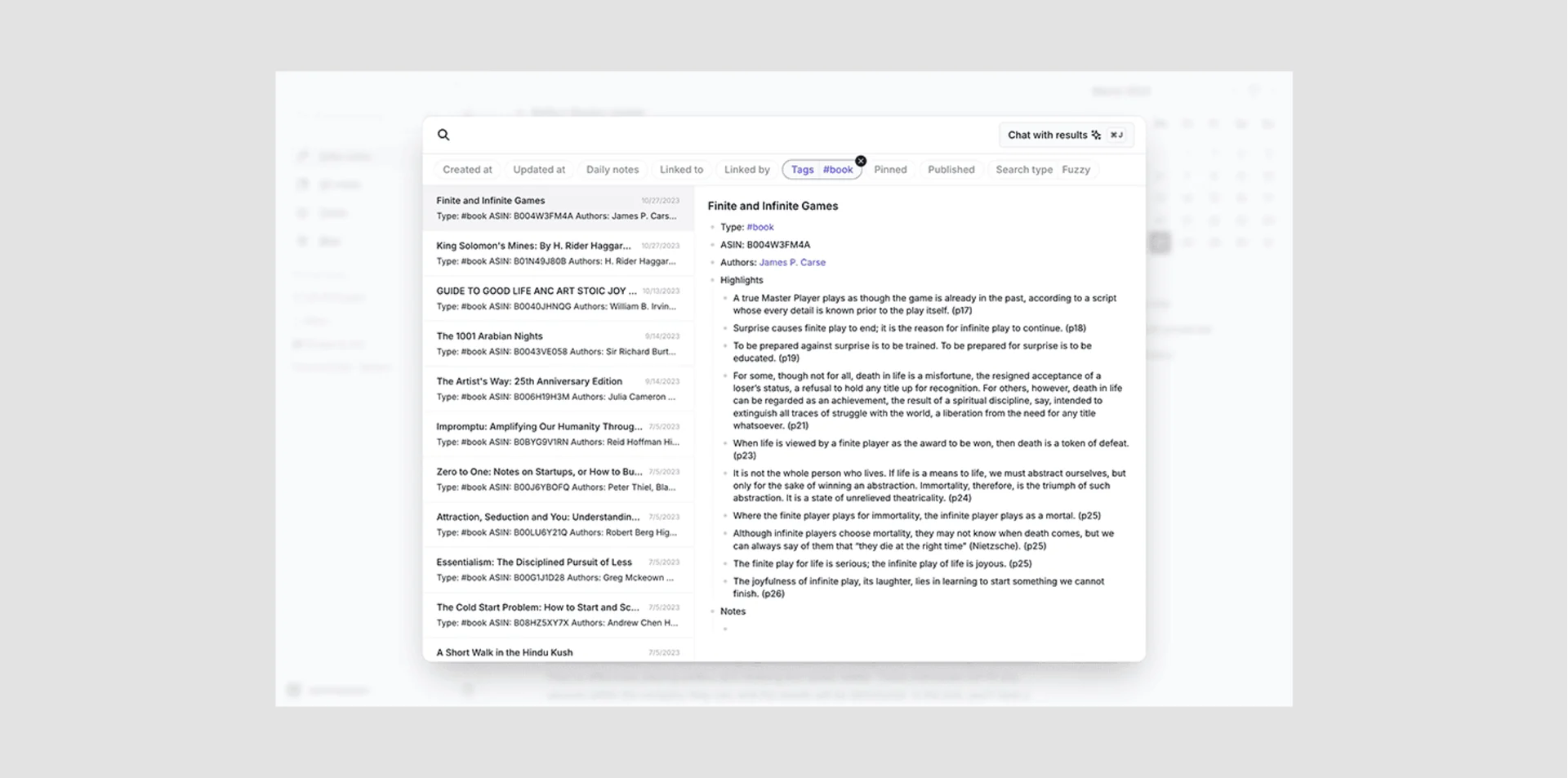 Reflect Notes Search