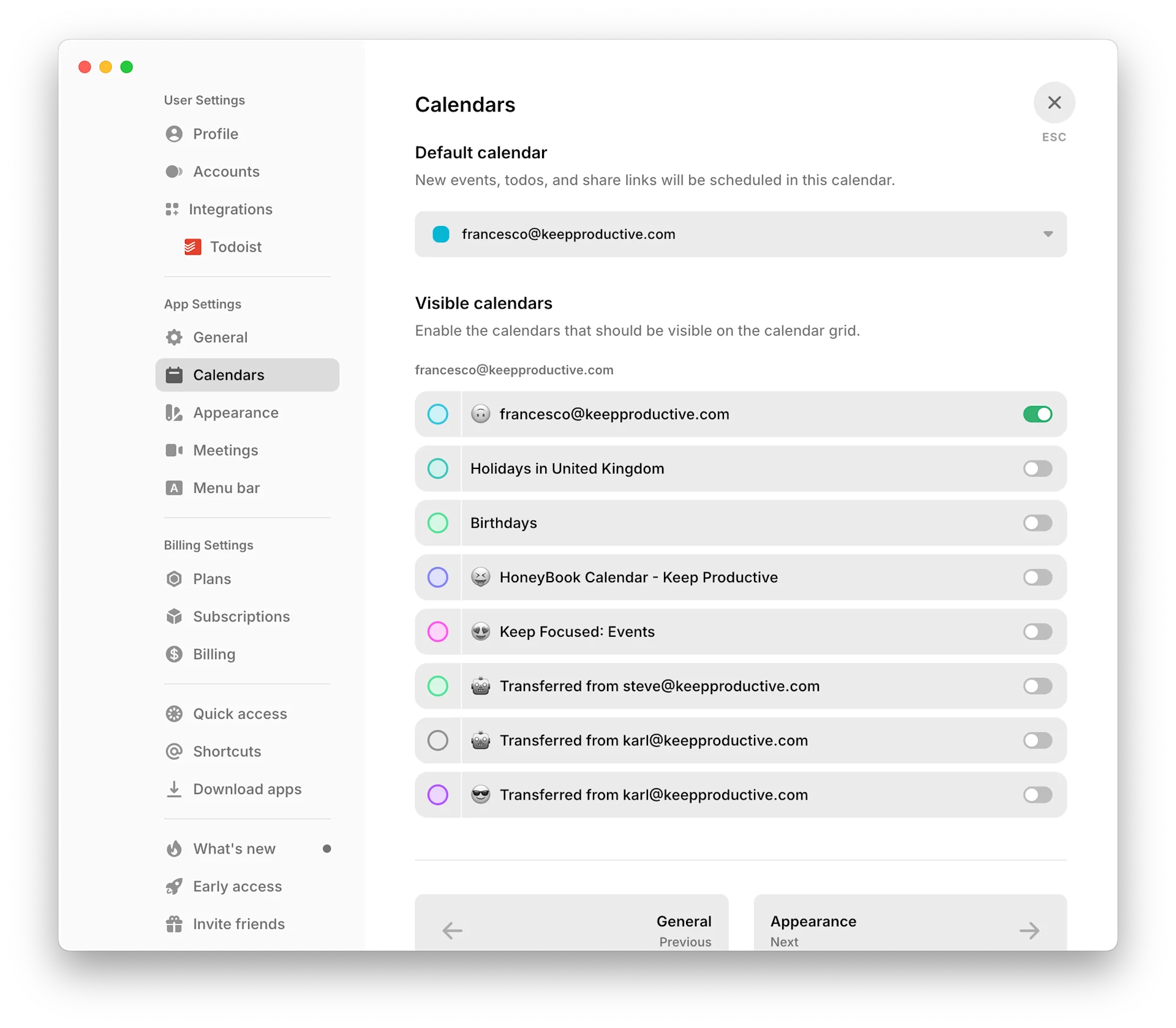 Google Calendar Connected in Amie Calendar