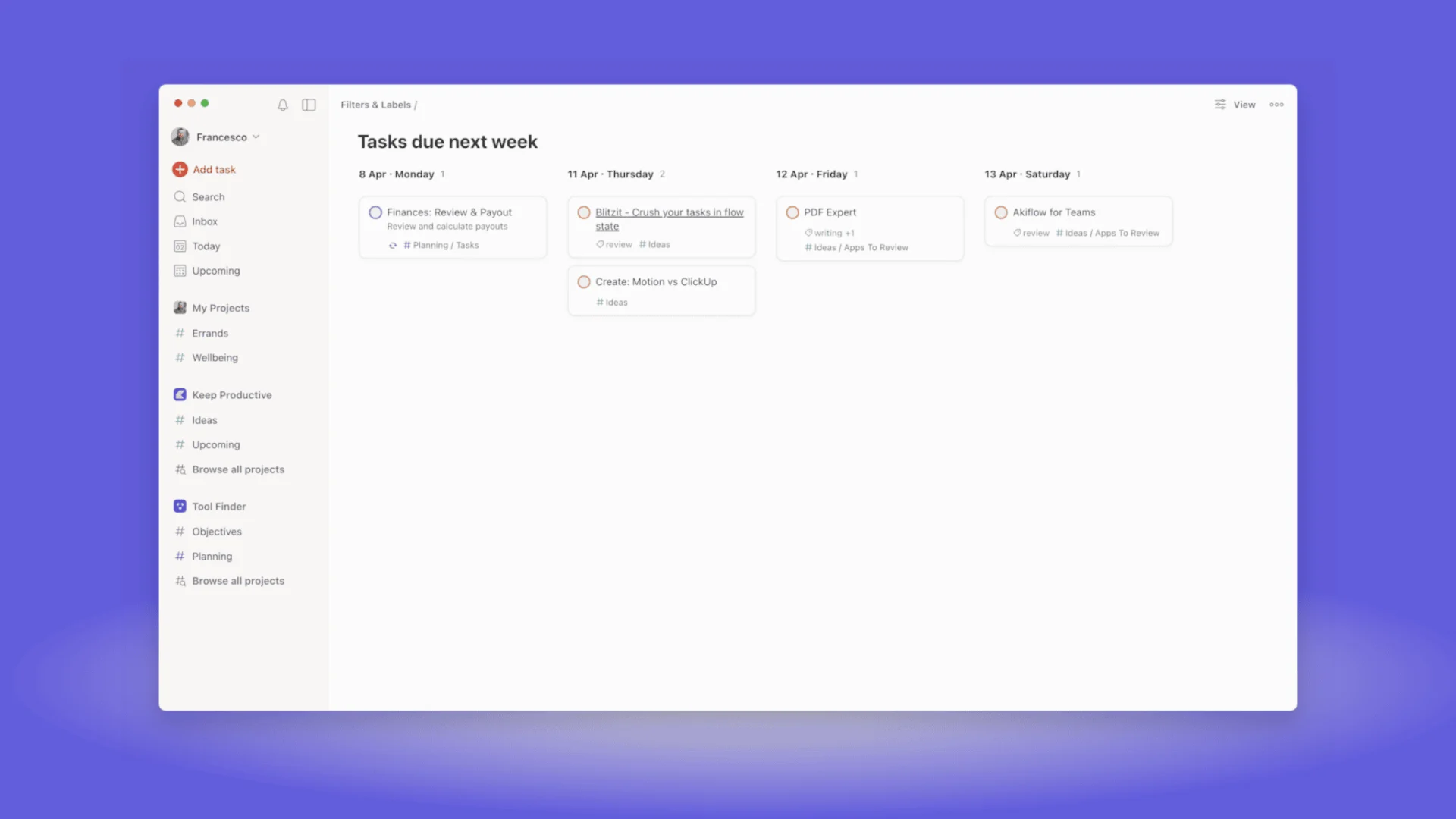 Todoist Labels and Filter View