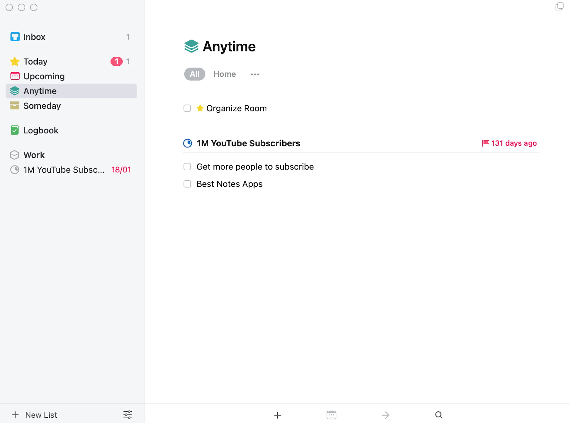 Things 3, inside a task, anytime