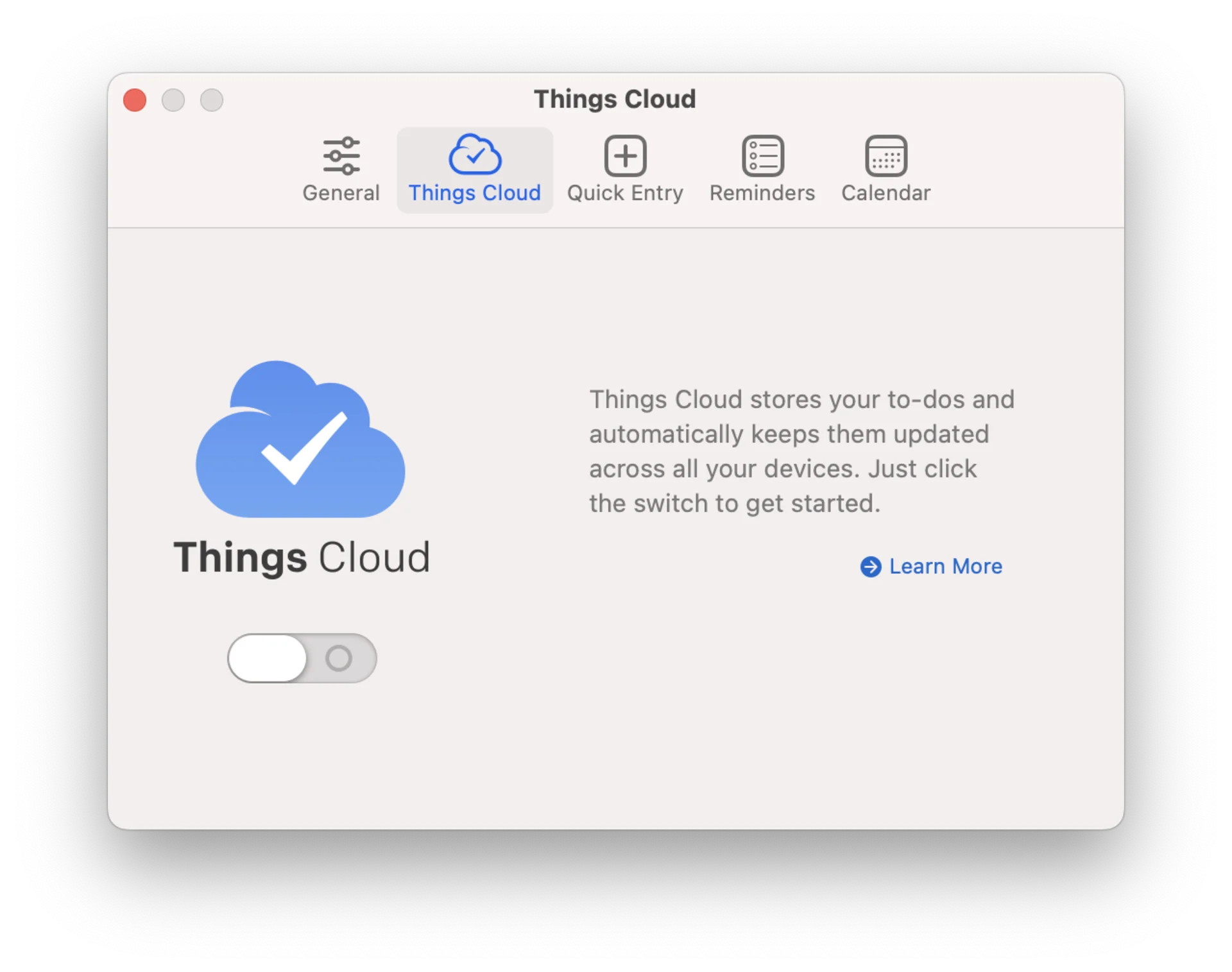 Things 3 Cloud Storage, Backup