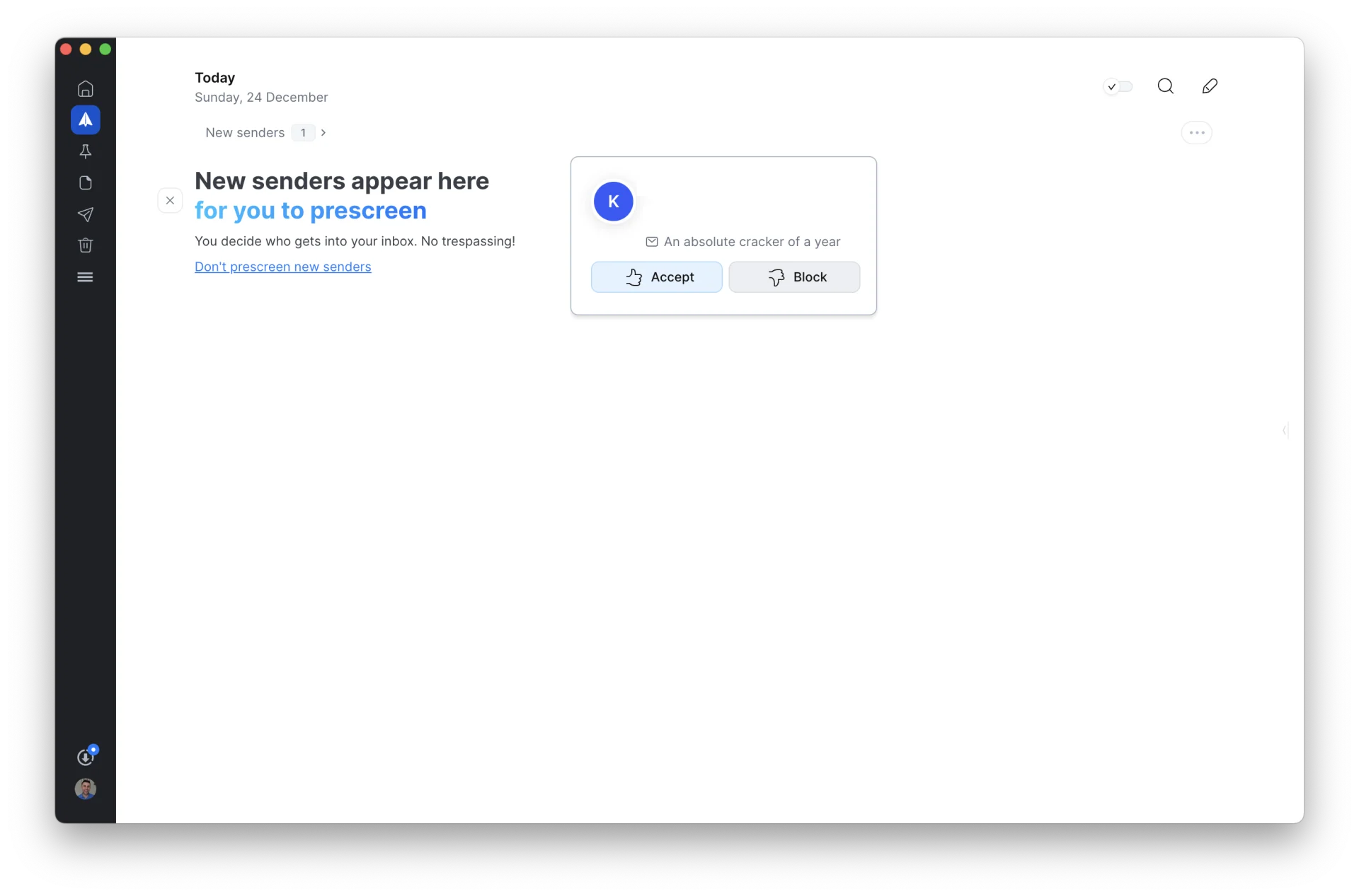 Spark Mail gatekeeper feature, protecting your inbox from unwanted emails