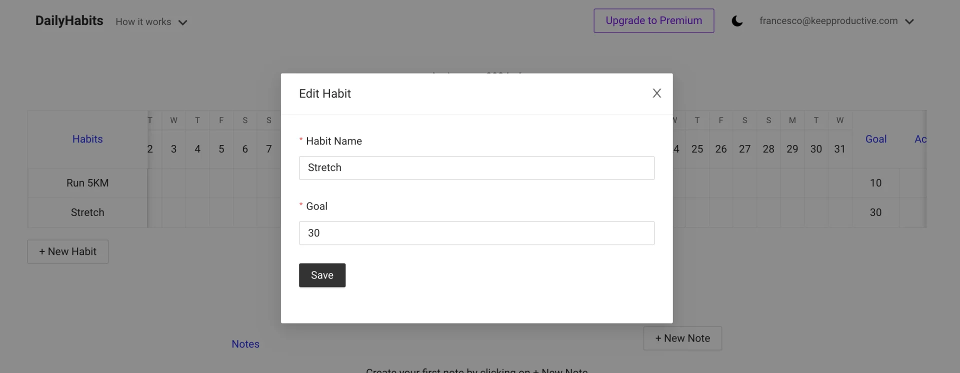 Habit Tracking in DailyHabits