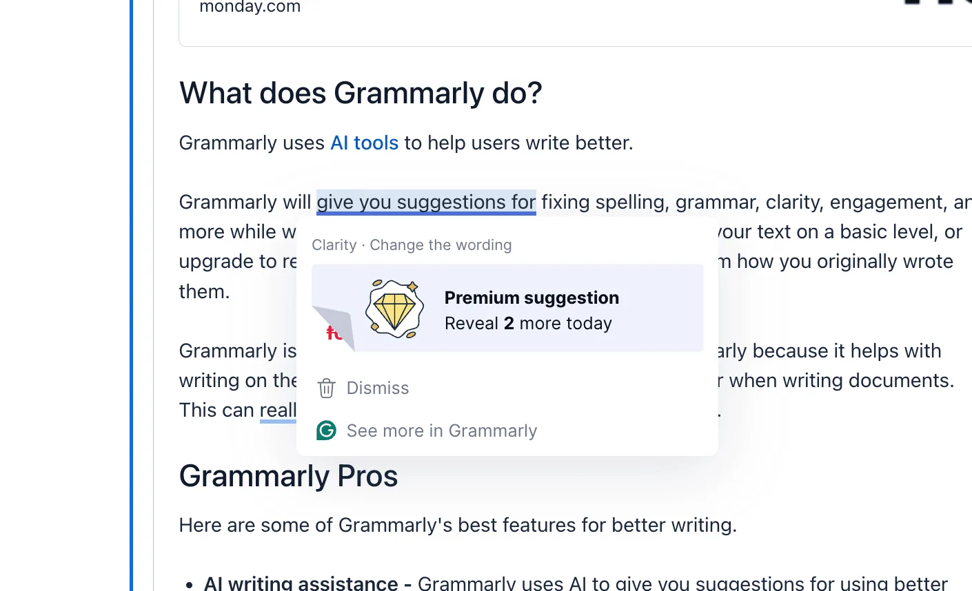 Grammarly Content Editing