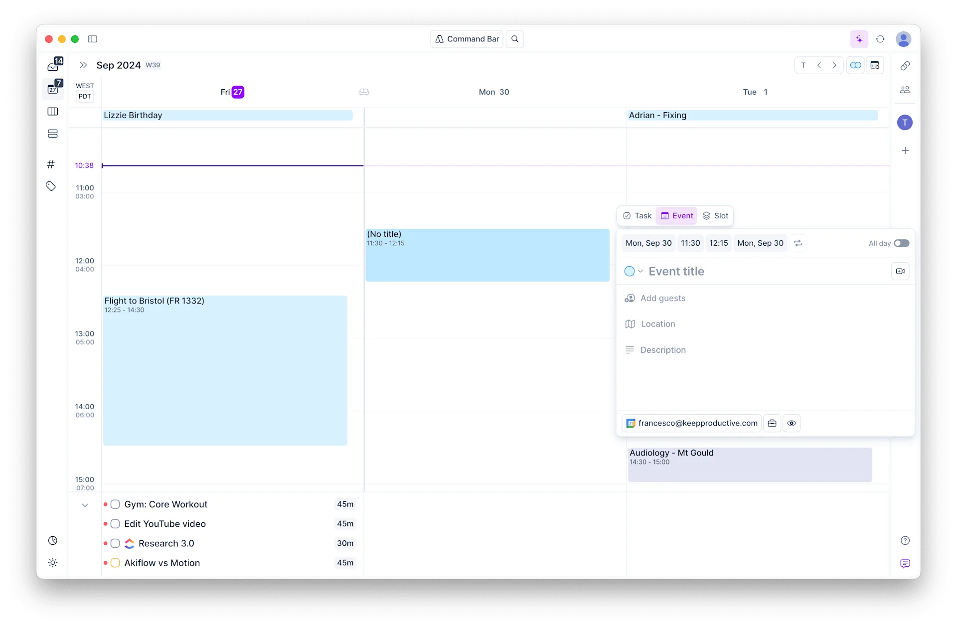Managing your calendar for Akiflow