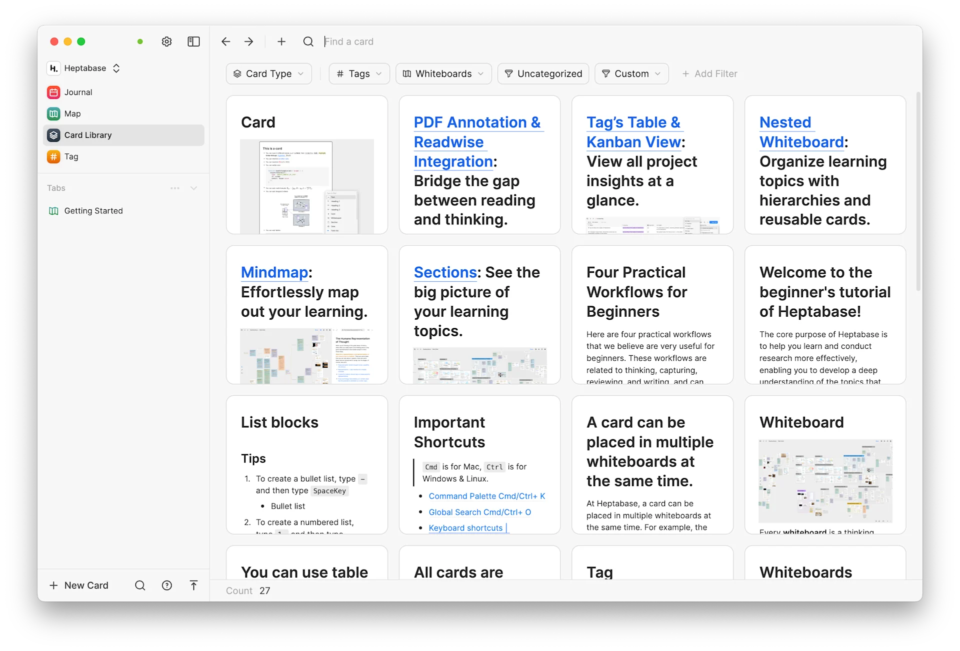 Heptabase Card Management, Library