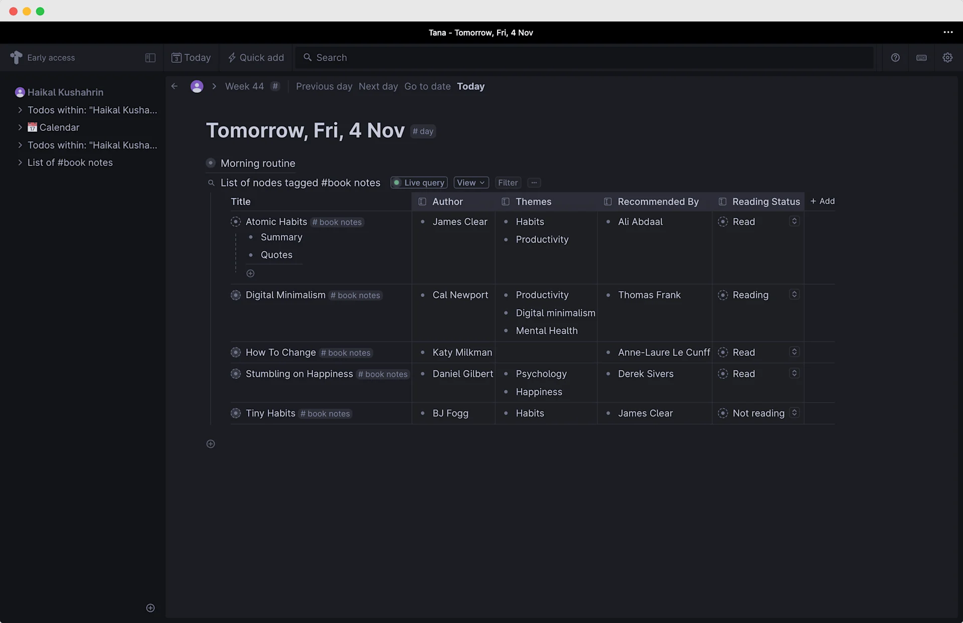 Tana App Software for Notes