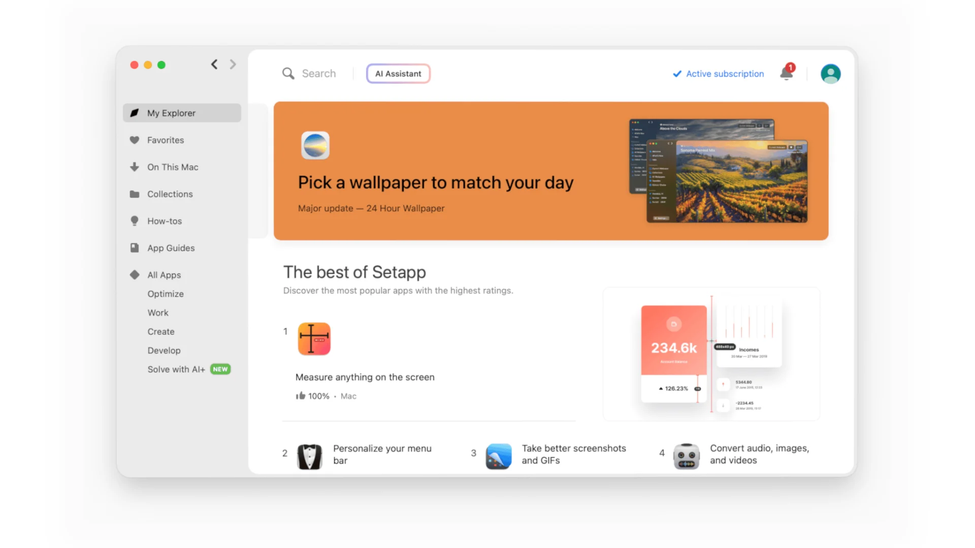 Setapp for managing apps inside your macos device