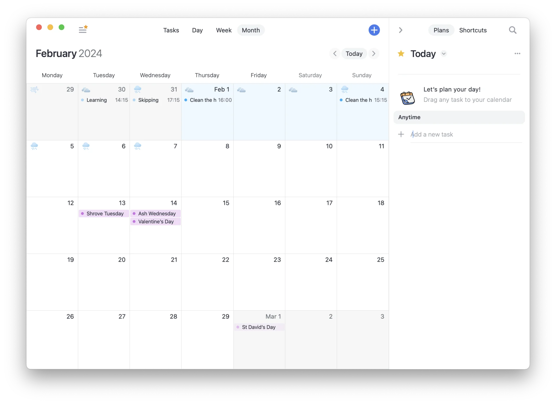 Calendars by Readdle App, Plans and Month View