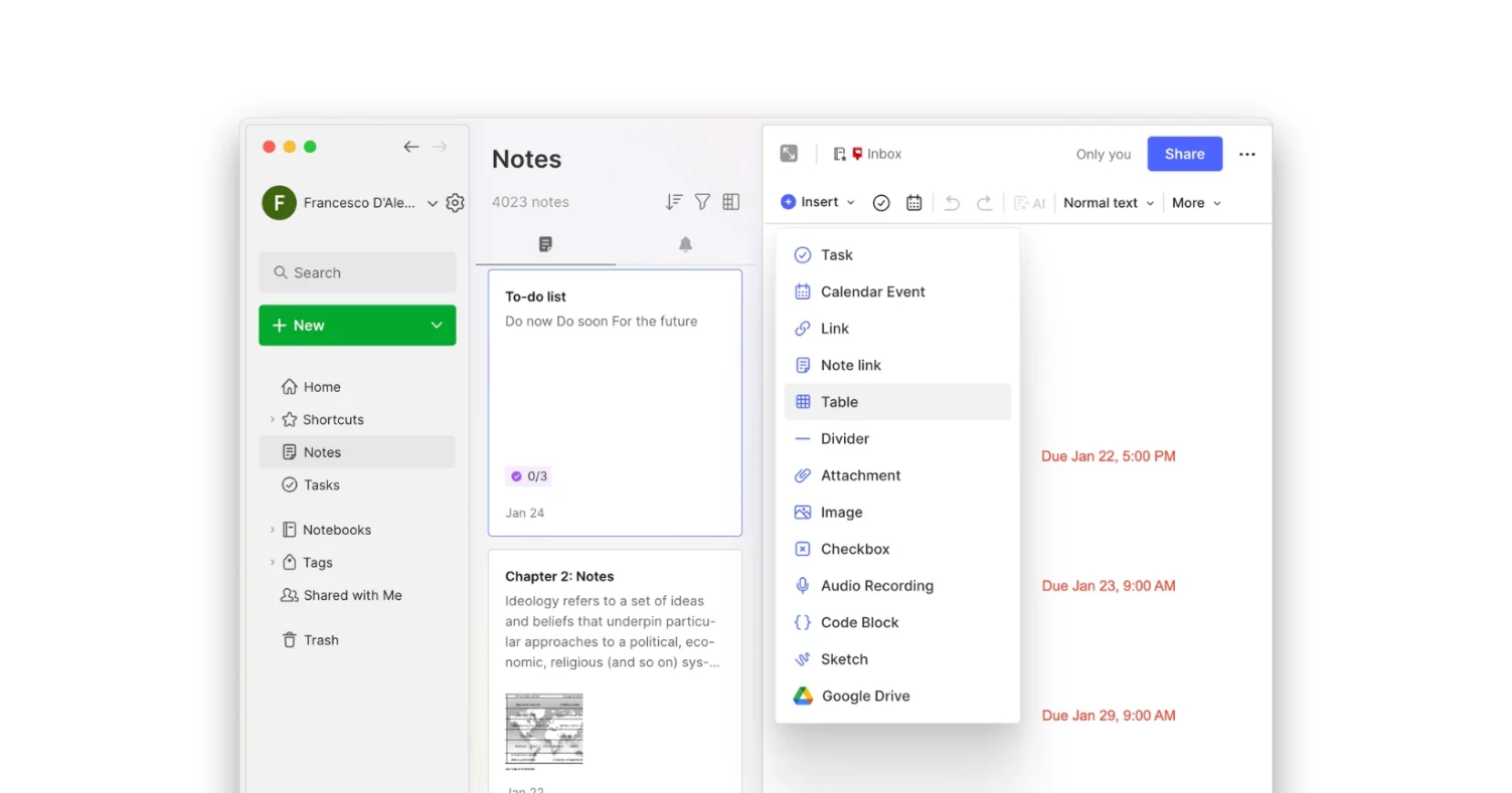 Evernote 14 New Features
