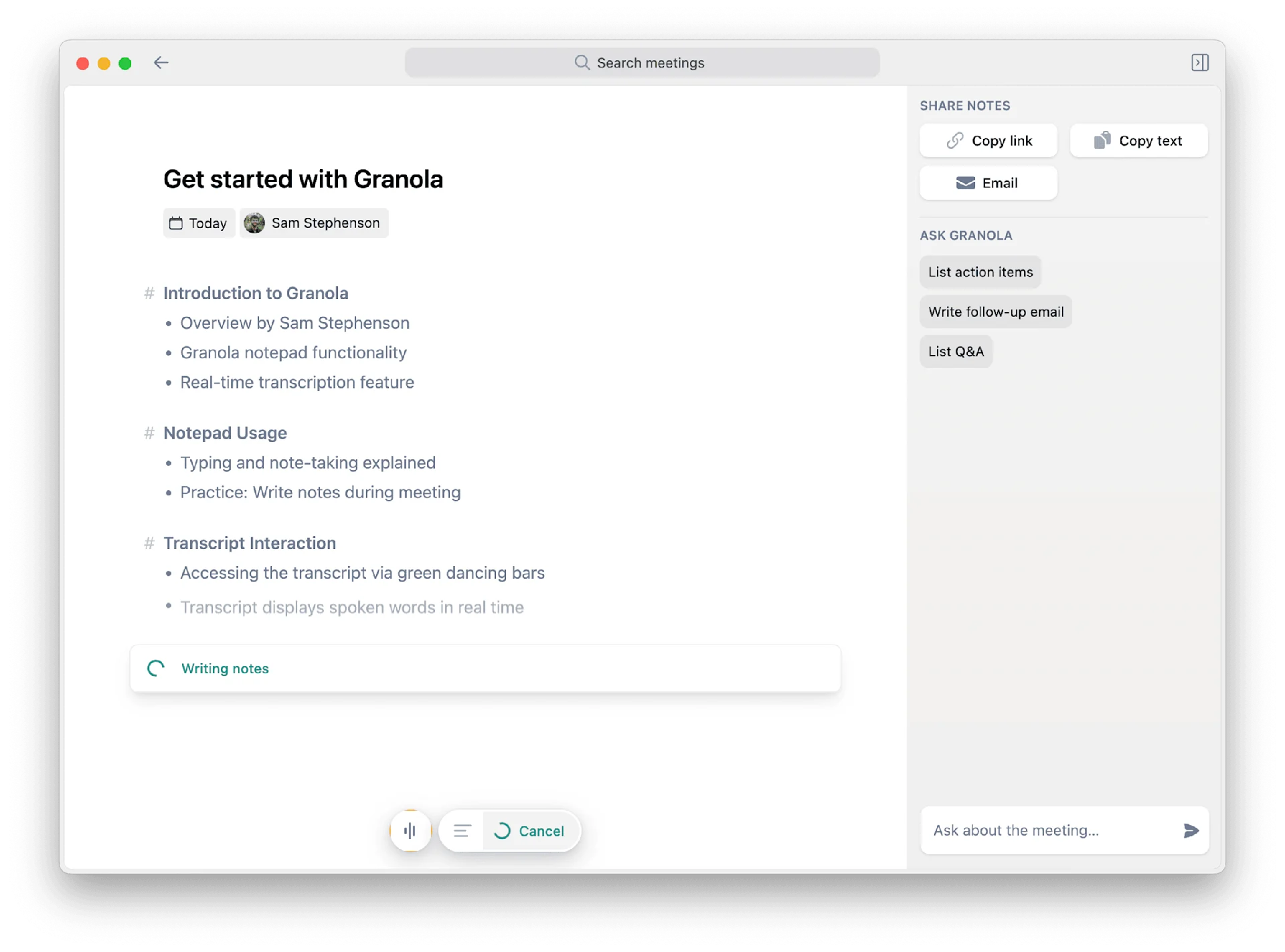 Granola AI - Meeting Example