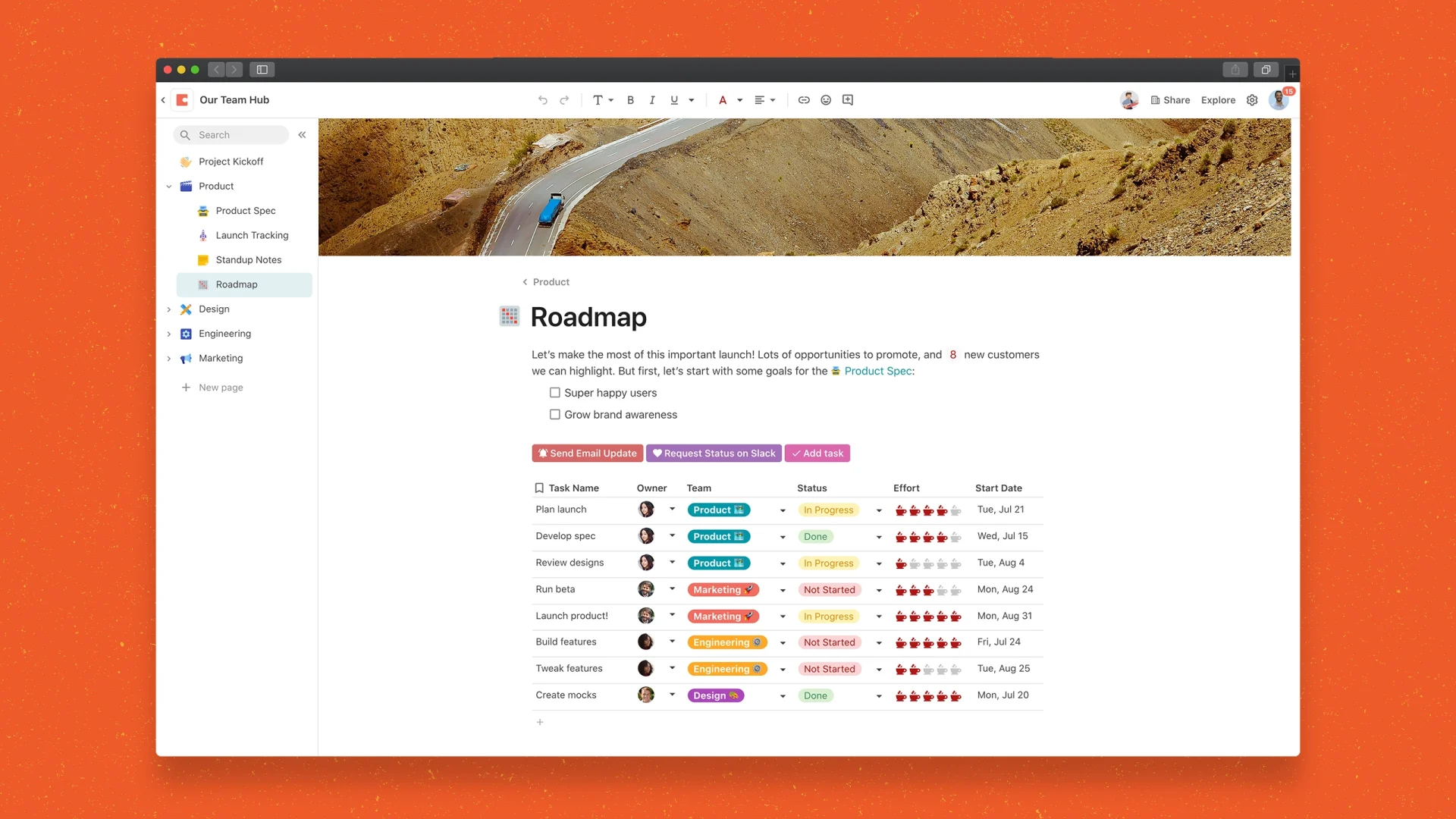Coda, Project Web, Safari, Orange Background