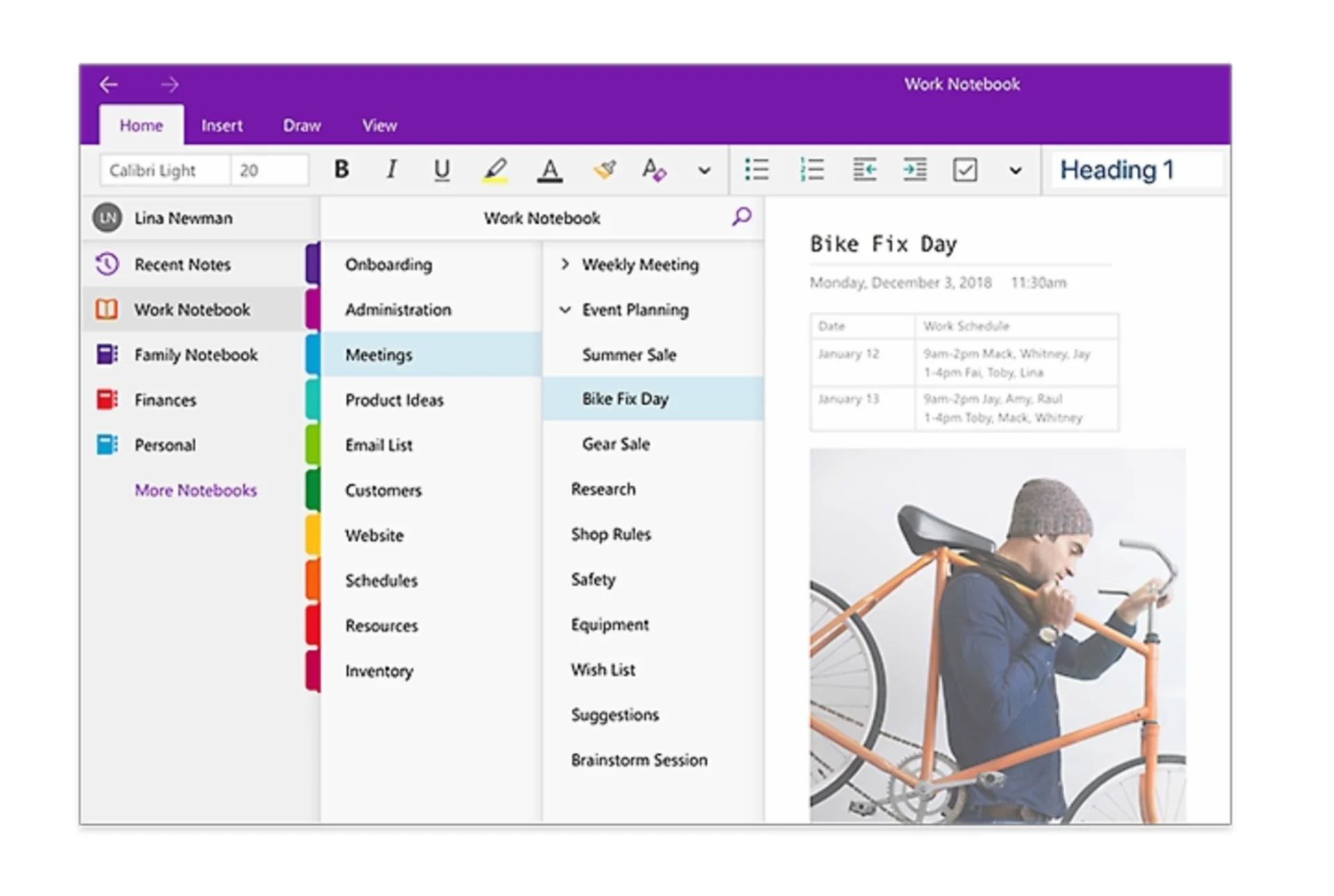 Organizing Notebooks inside of OneNote by Microsoft
