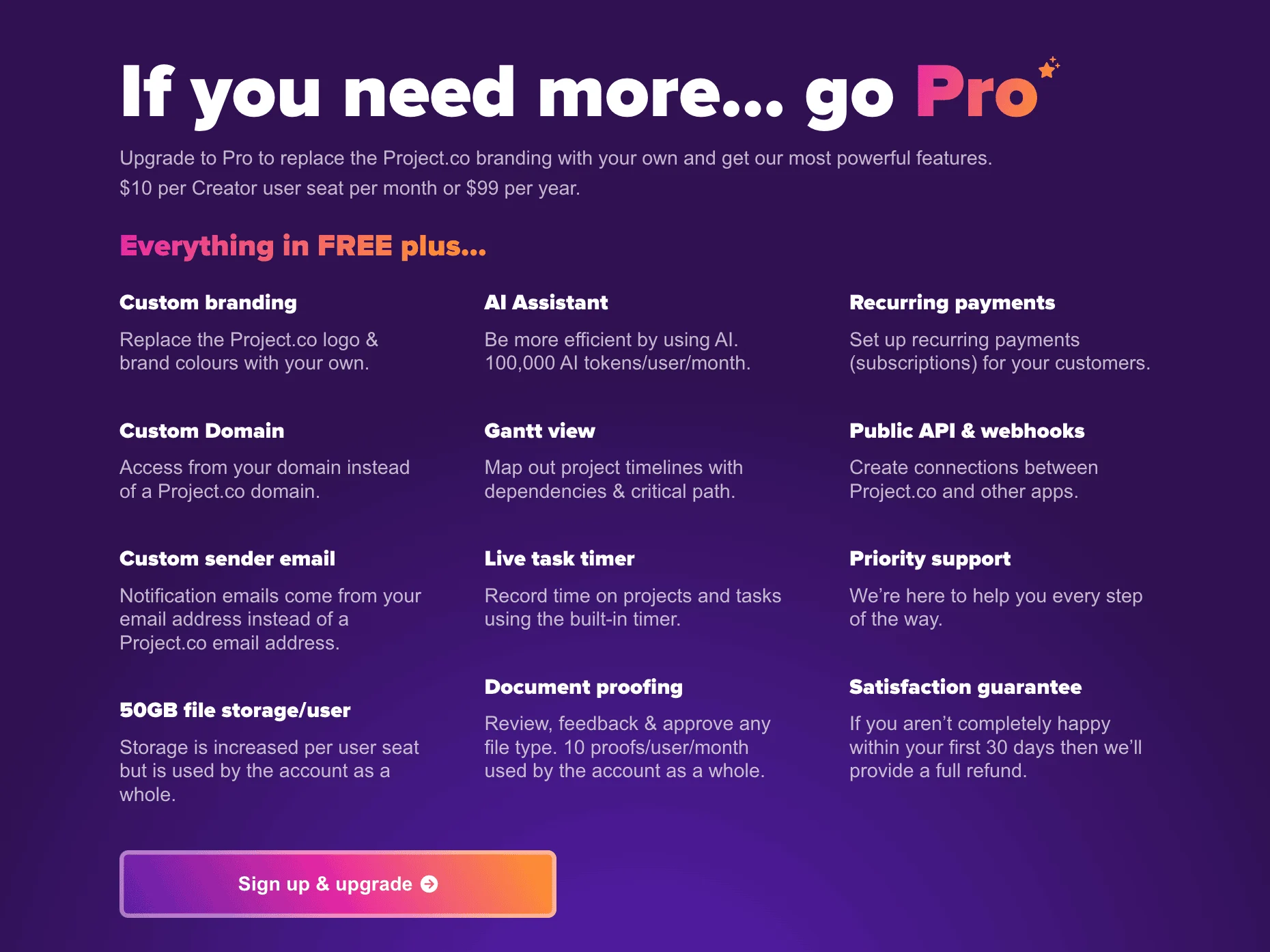 Project.co Pricing Plans