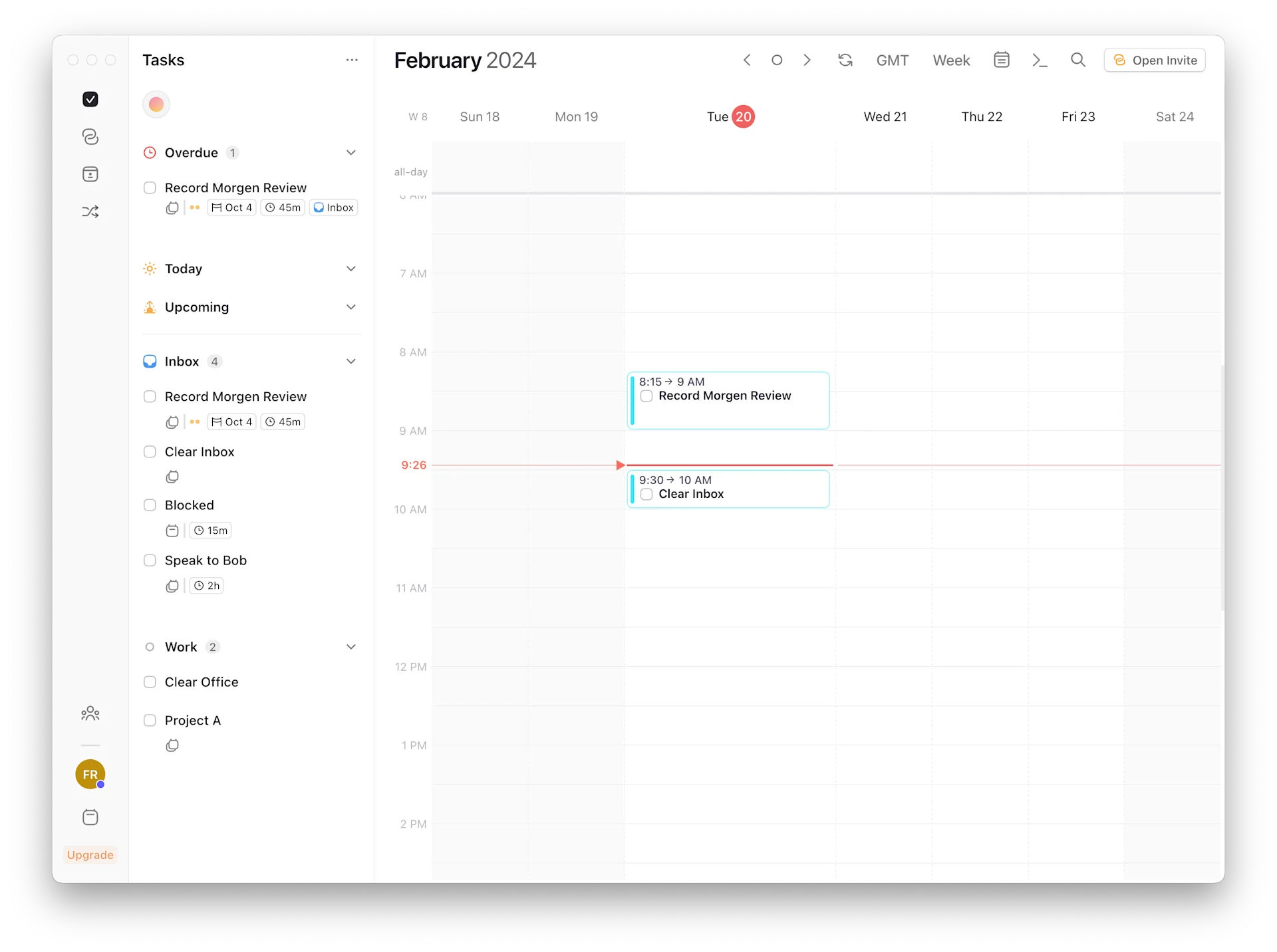 Morgen Calendar and Tasks View