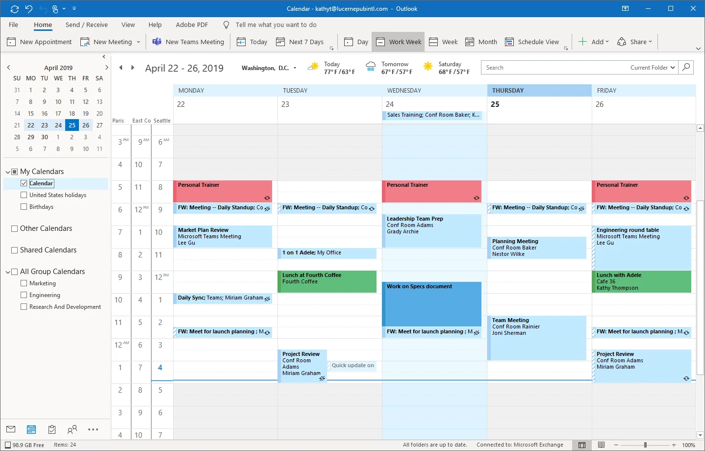 Outlook Calendar, Managing Events