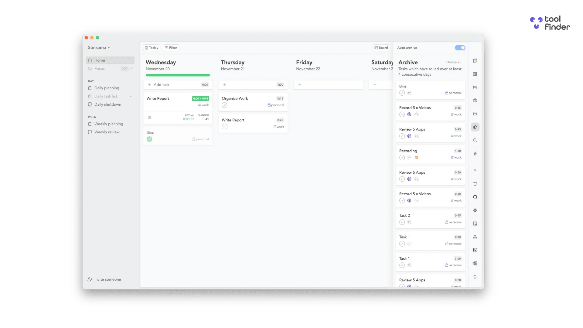 Sunsama Tasks, Daily Planner App, Mindful Daily Planner App