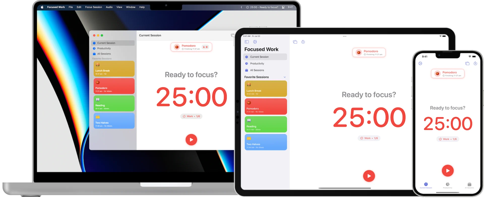 Focused Work is a powerful timer application for motivating long periods of focused work.