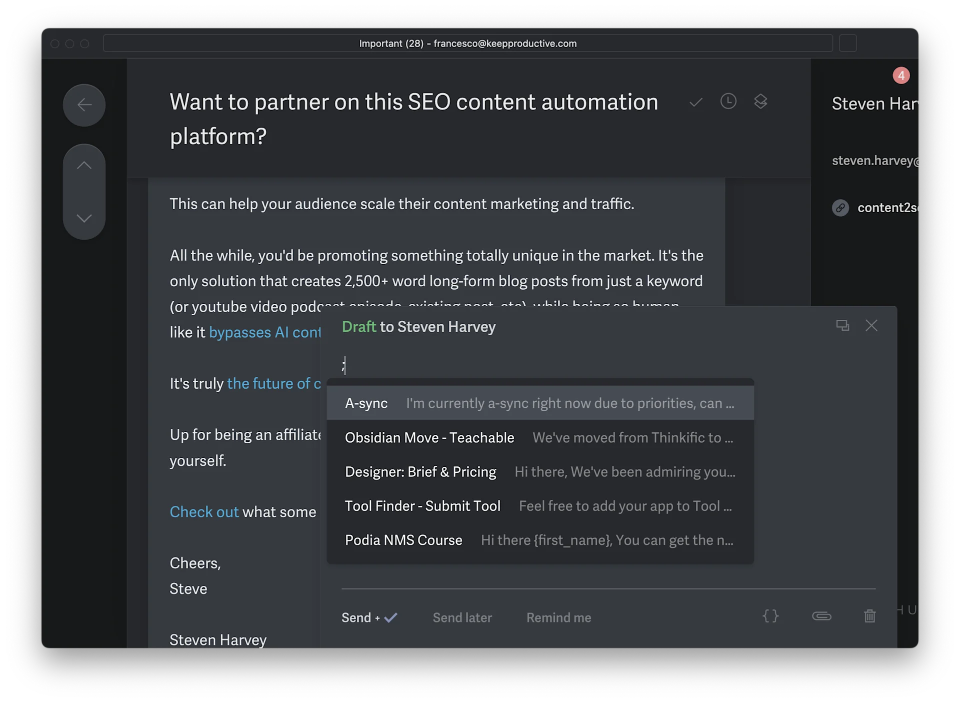 Email Snippets, Superhuman Clips, Clipboard