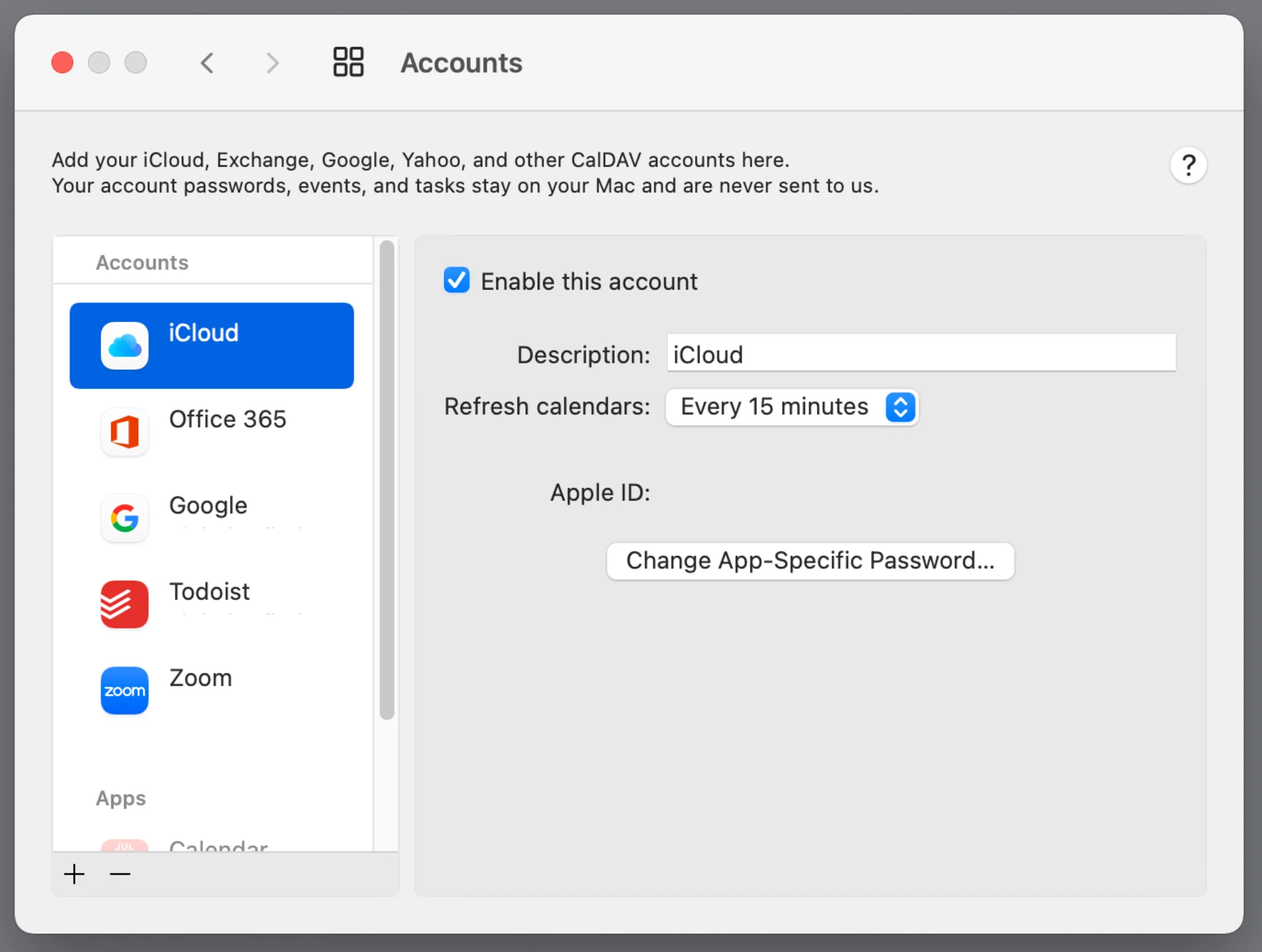 Add calendar accounts to Fantastical Calendar.