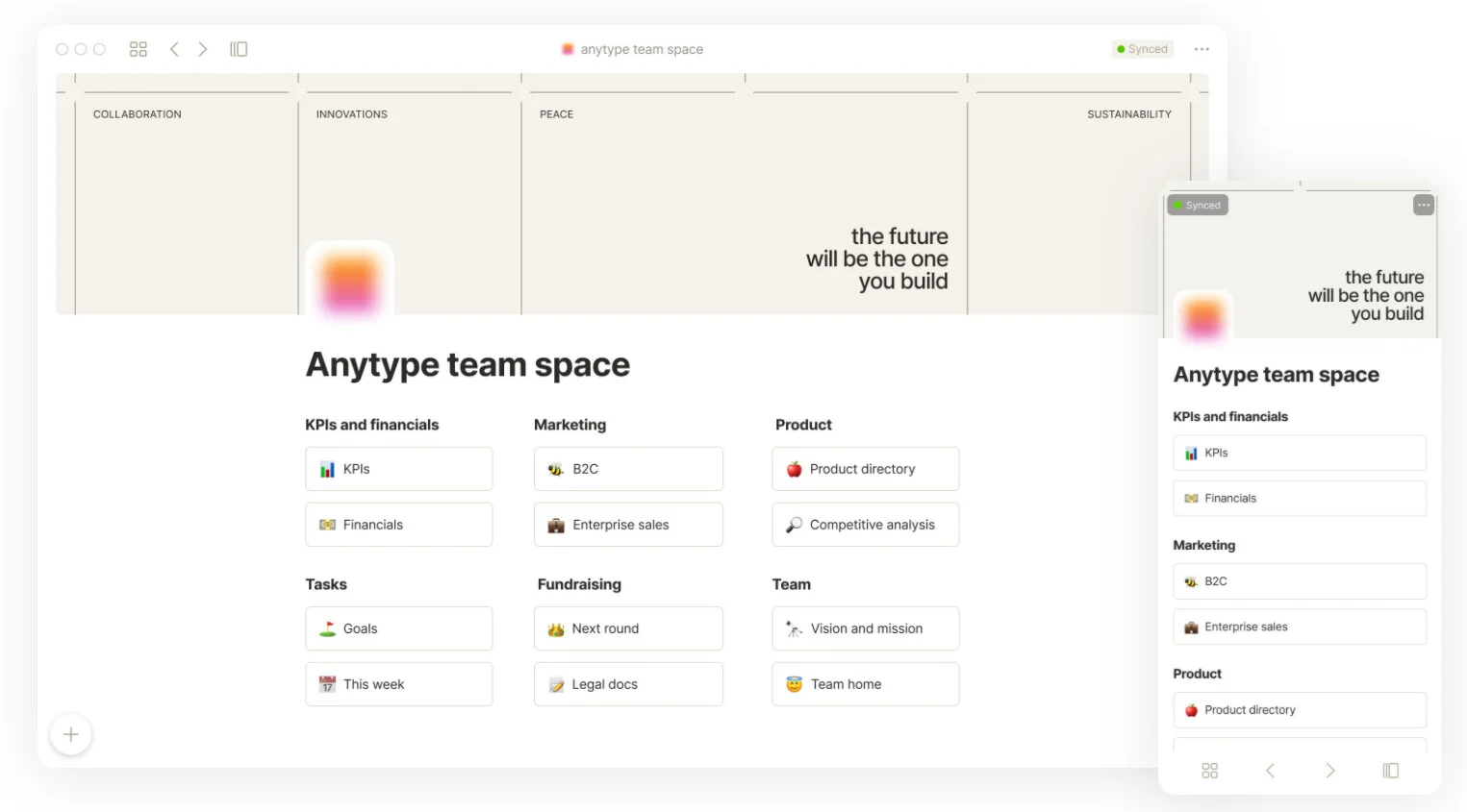 Anytype.io, Team Space, Place to Plan - Web and iOS App