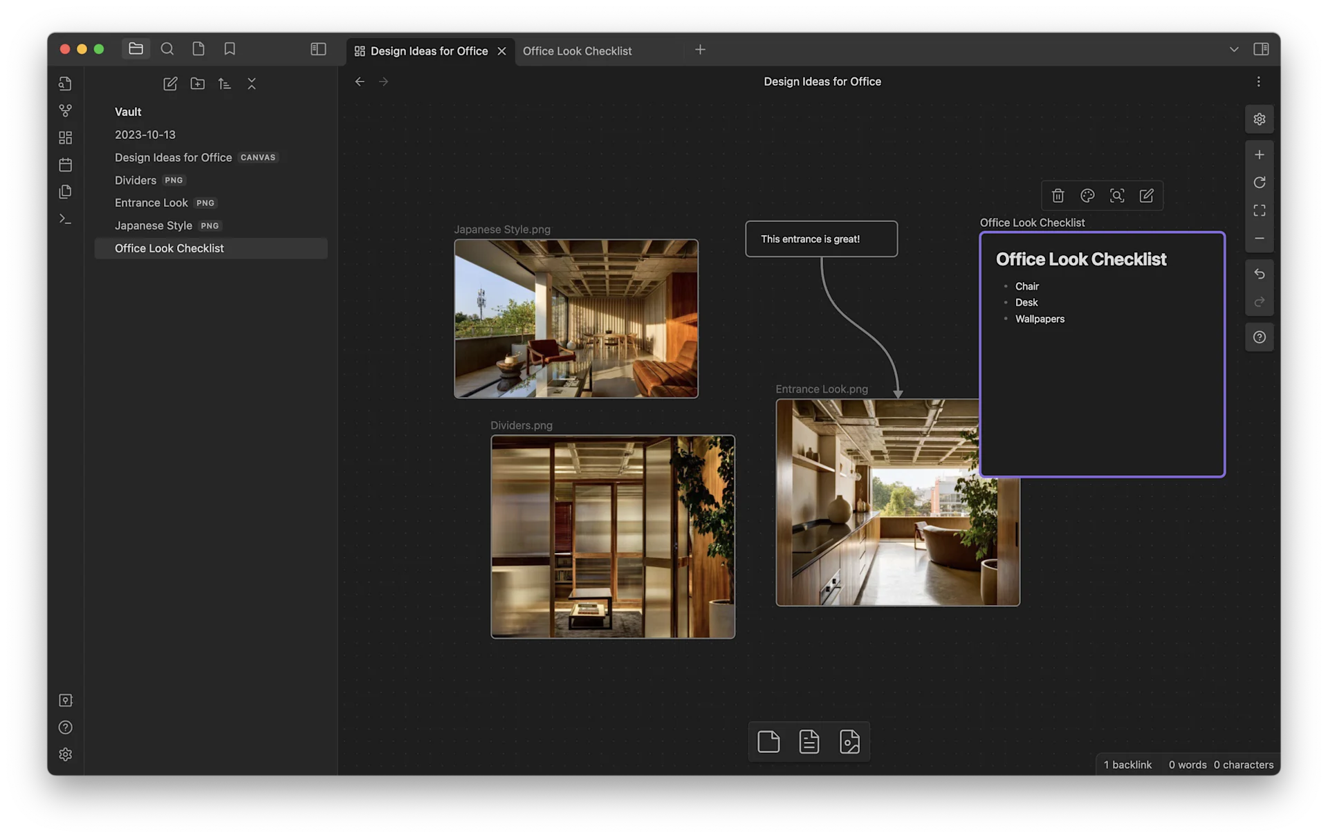 Obsidian Canvas for all kinds of Obsidian Notes.