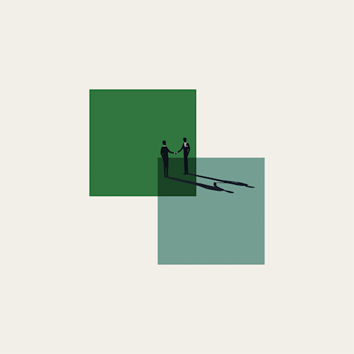An illustration of two businessmen shaking hands