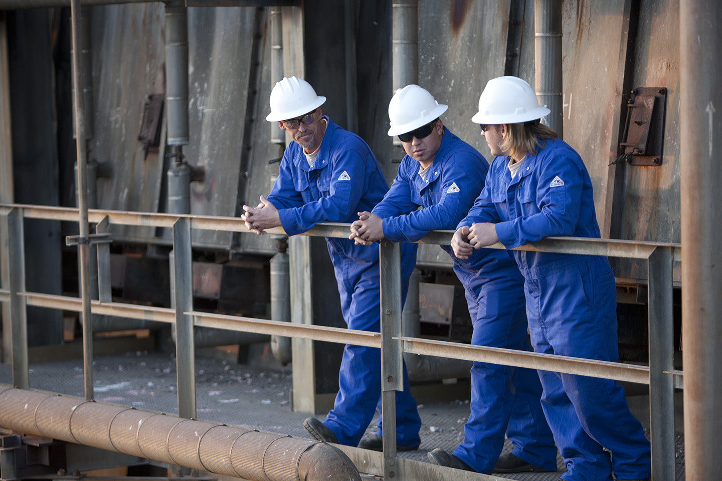 Industrial workers taking a break.