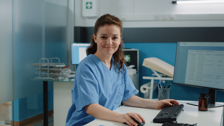 Woman wearing a medical assistant uniform