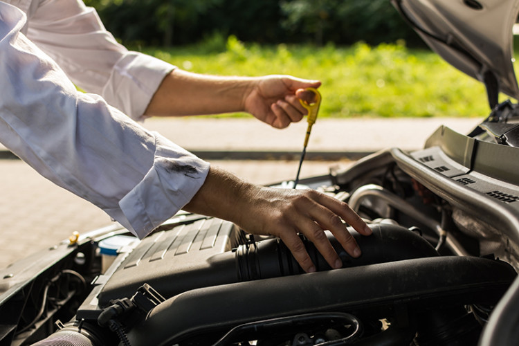 Mechanic working on car