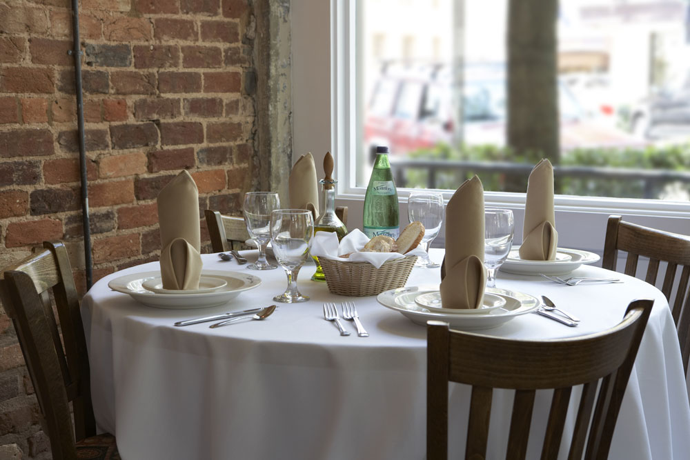 Round tablecloth on square on sale table