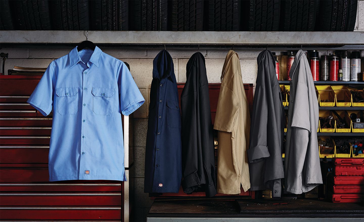 Different types of work shirts.