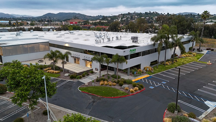 Aerial shot of Alsco Uniforms plant in Vista, California.