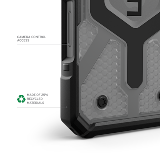 UAG Pathfinder Clear iPhone 16 Case iPhone 16 in Ash/Black detail view