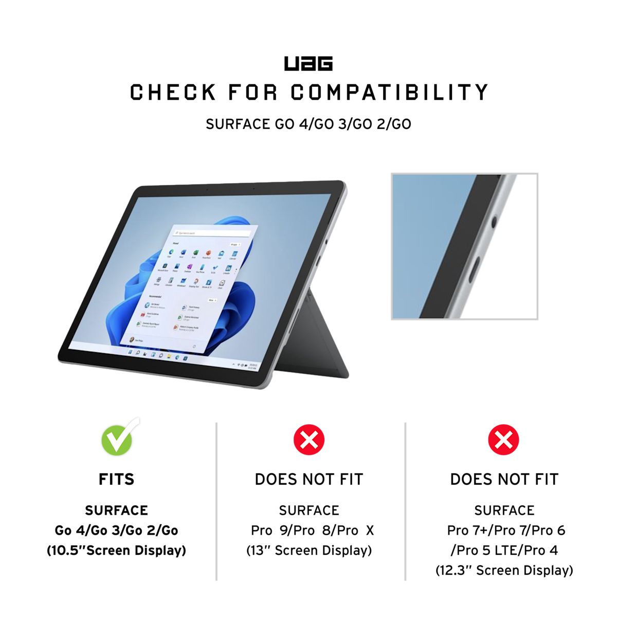 Surface pro4 i5 4G 128GB 本体はMS交換品11月16日保証、タイプカバー タッチペン付き、UAGケース付き 092123_UAG_SURFACE_GO_4_COMPAR