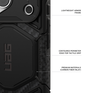 UAG Monarch Pro iPhone 18 Pro Case iPhone 18 Pro in Carbon Fiber detail view