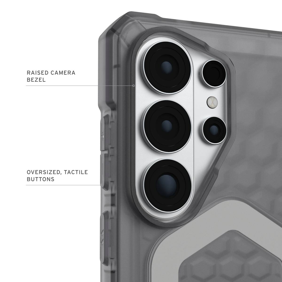 Полупрозрачный чехол UAG Essential Armor для Samsung Galaxy S26 Ultra: шестигранный амортизирующий рисунок и лёгкая co-mold конструкция