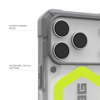 UAG Pathfinder Clear iPhone 18/17 Pro Case iPhone 18 Pro in Active Neon detail view