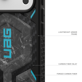 UAG Forged Carbon Fiber iPhone 17 Pro Case - Limited Edition Monarch Pro iPhone 17 Pro in Forged Carbon Fiber/Blue