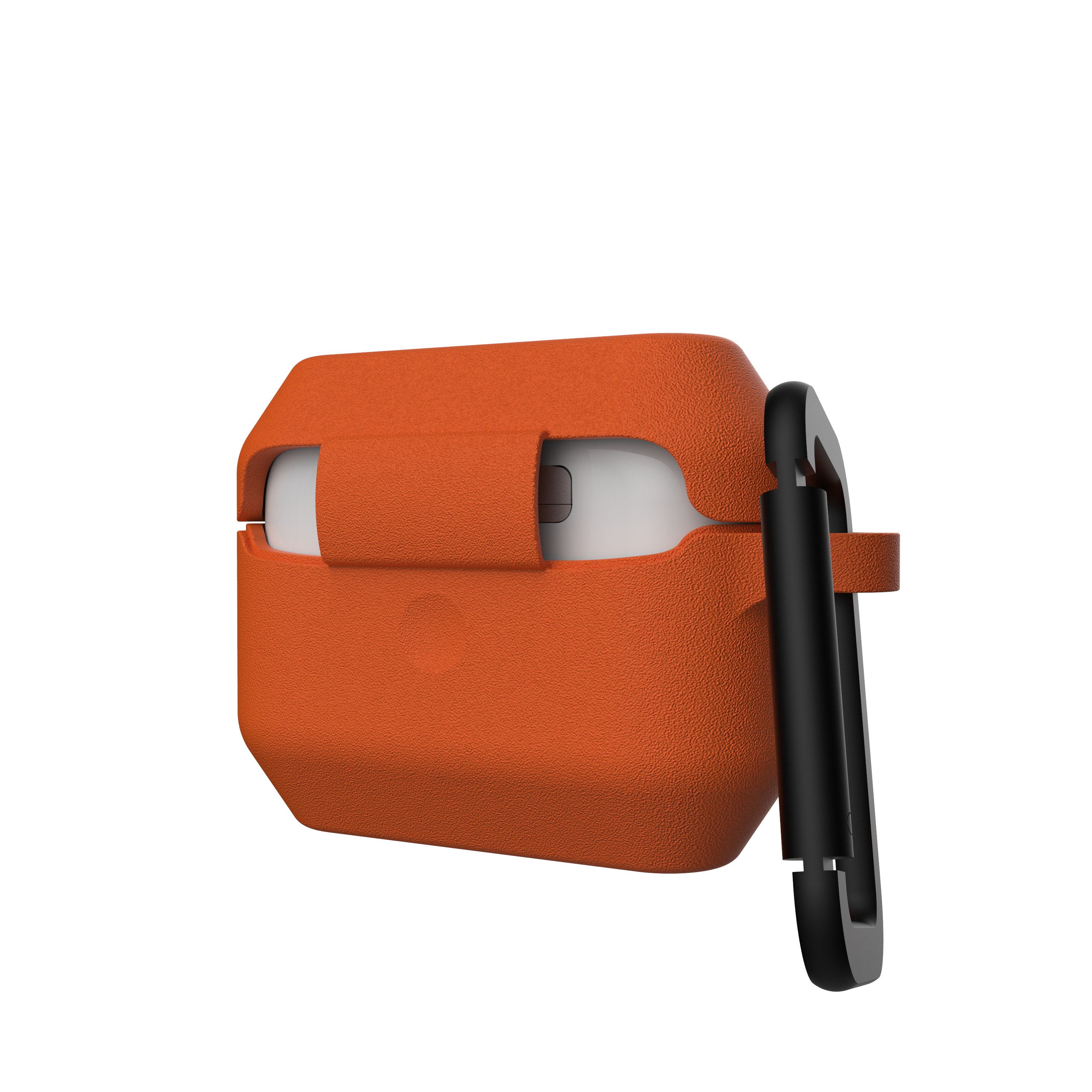  URBAN ARMOR GEAR UAG - Funda de silicona compatible con AirPods  (1ª generación y 2ª generación), de cuerpo completo, resistente al agua,  suave al tacto, con mosquetón desmontable, naranja/gris oscuro 