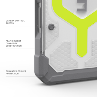 UAG Pathfinder Clear iPhone 18/17 Pro Case iPhone 18 Pro in Active Neon detail view
