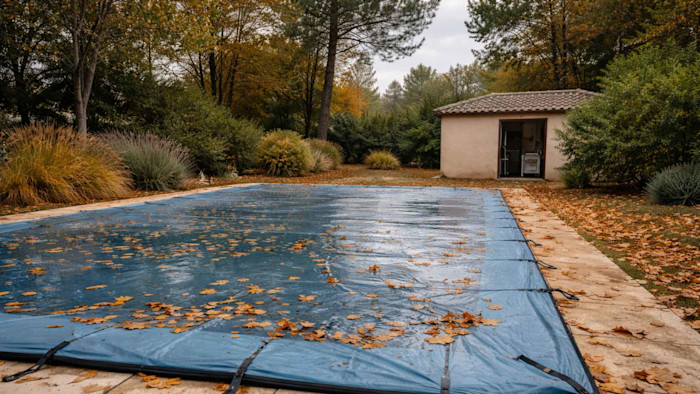 Photo d'une bâche d'hivernage piscine
